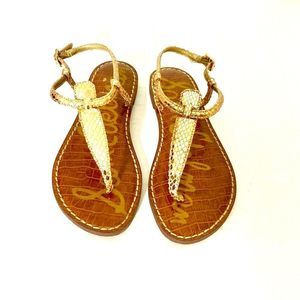 Sale:?Sam Edelman Gold Snakeskin Replica Gladiator Sandal Size:5.5 Women’s EUC